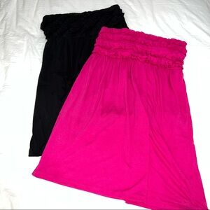 Set of Two Bikini Swimsuit Beach Coverups Pink and Black